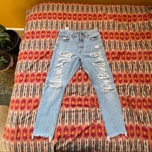 Levi’s Button Fly Vintage Destroyed Denim Size 29